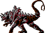 Monster X's down pose.