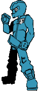 Biker's animated up miss pose.