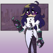 Agatha in her scientist outfit.