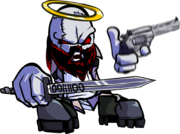 Angry Jebus's down pose.