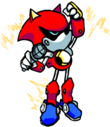 Metal Sonic's flashing up pose.