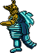Classic Moguera's up pose.