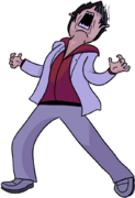 Kiryu's up miss pose in fight mode.