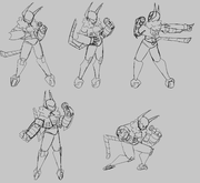 Concepts for Merell's phase 1 poses.