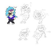 Concepts for Raised's poses.
