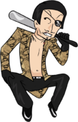 Majima's down pose.