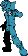 Biker's animated left miss pose.