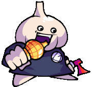 Garlic Dude's googly animated down pose.