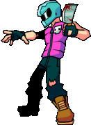 Biker's animated right pose.