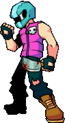 Biker's animated down pose.