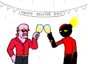 Grandpa Death and [Furnace Whitty] celebrating their mod releases.