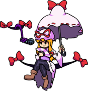 Yukari's idle sprite as a playable character.